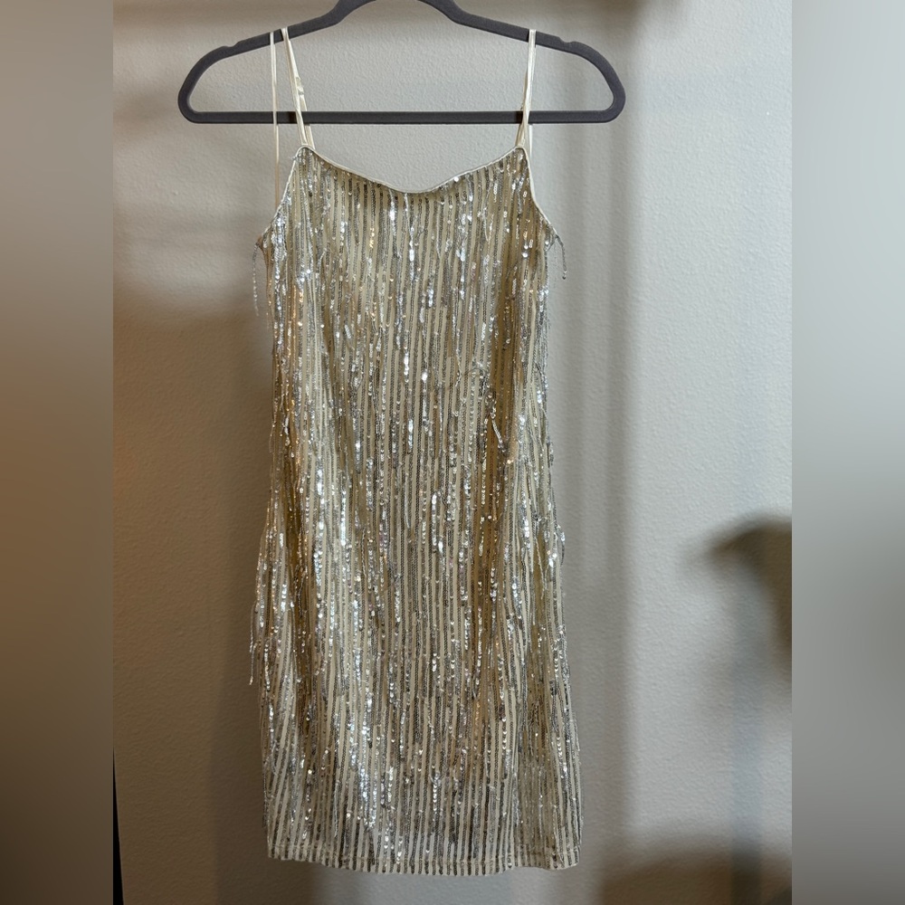 Francesca's Collections Gold Sequin Mini Dress